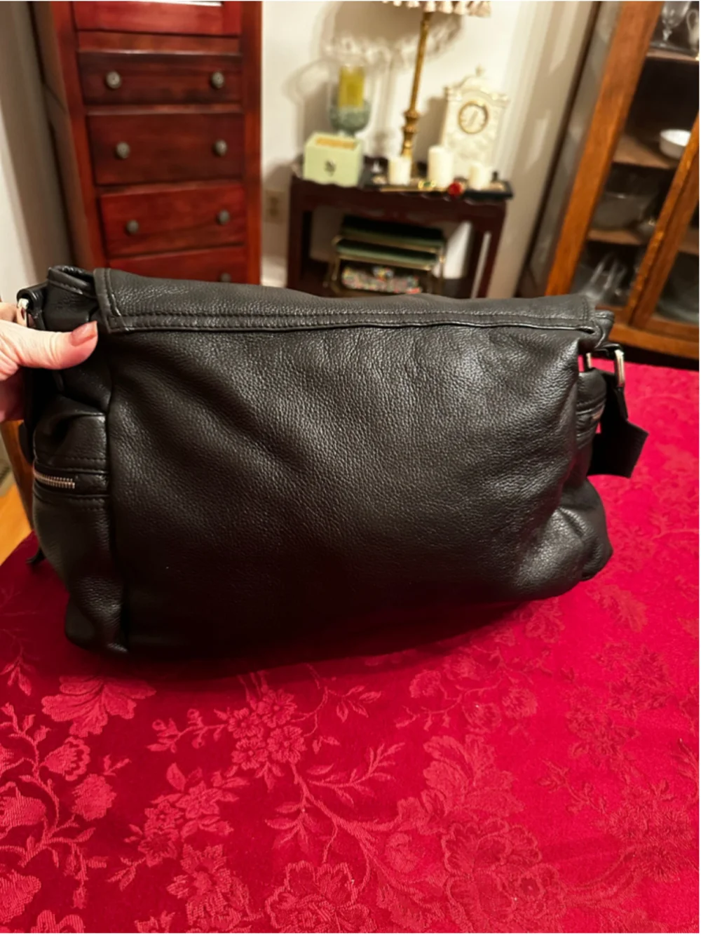 Dolce & Gabbana Black Leather Crossbody Messenger Bag w/ Silver Hardware
